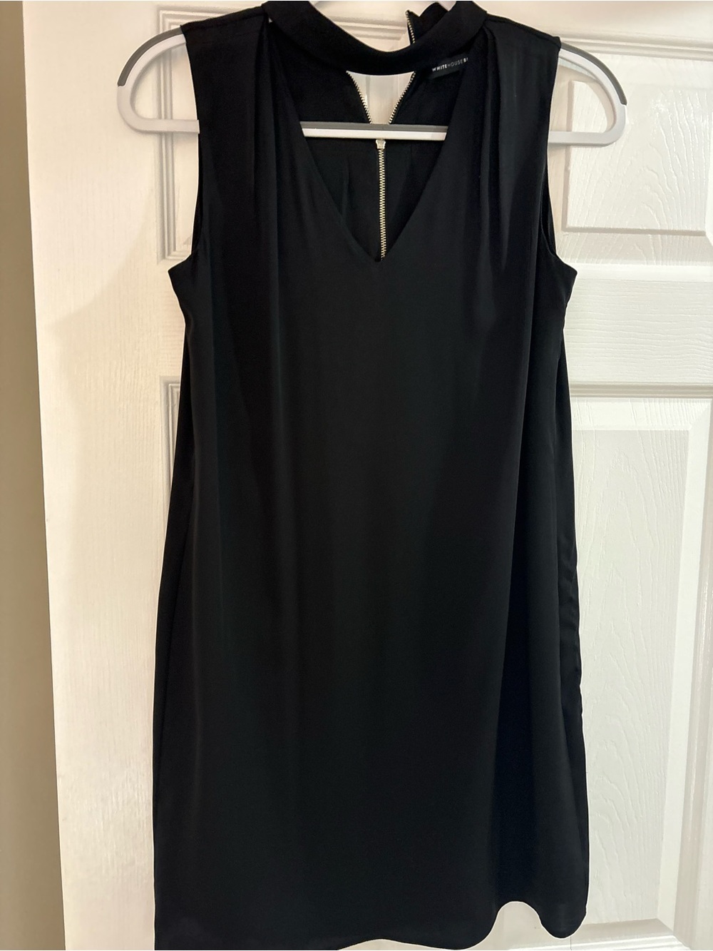 White House Black Market Black Sleeveless Mini Dress with Mock Neck